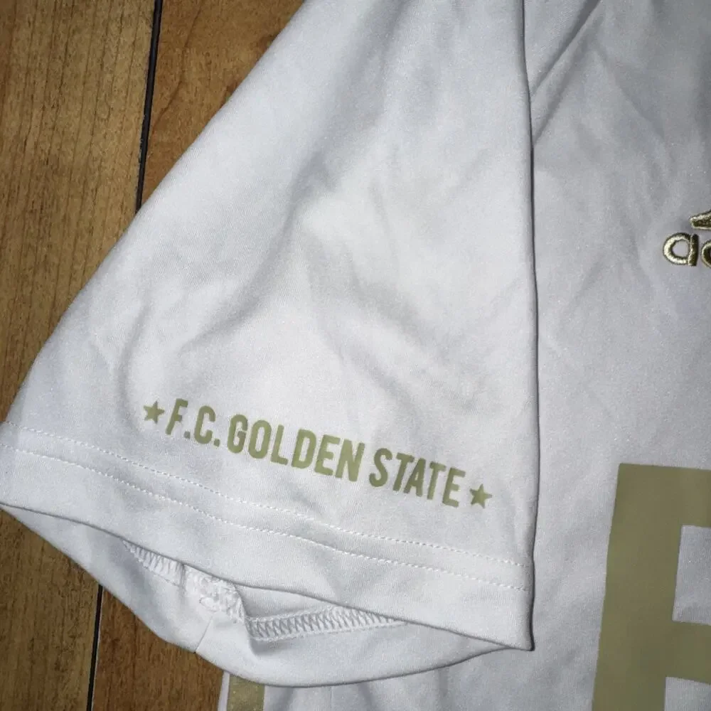 Adidas FC Golden State Soccer Jersey Large 21x23 White Gold